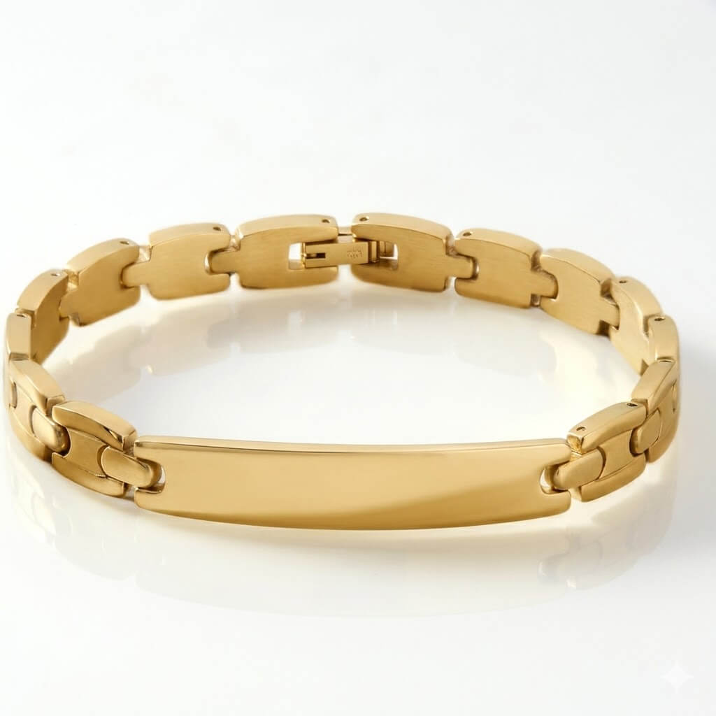 Gold chain bracelet on a white background