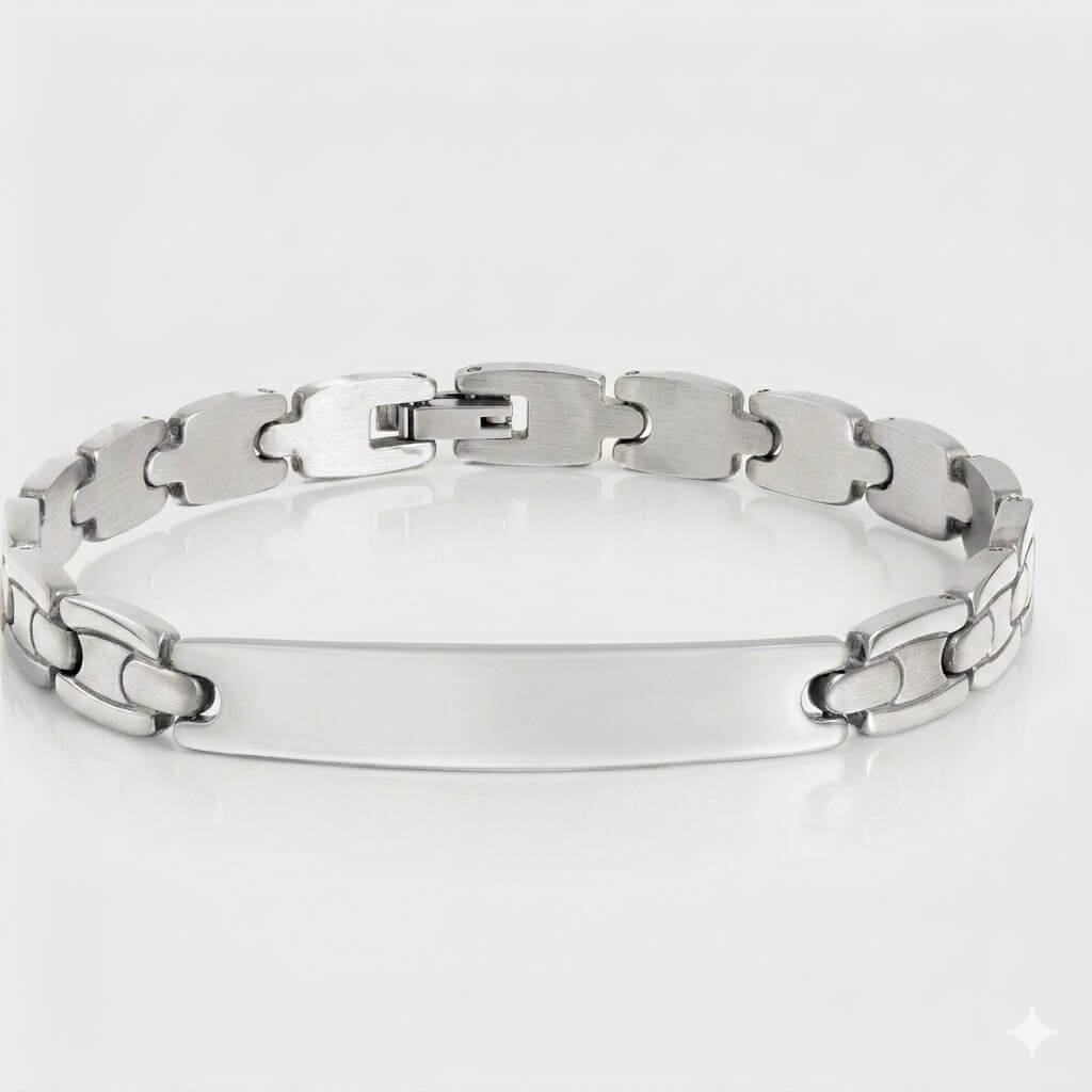 Silver chain bracelet on a white background
