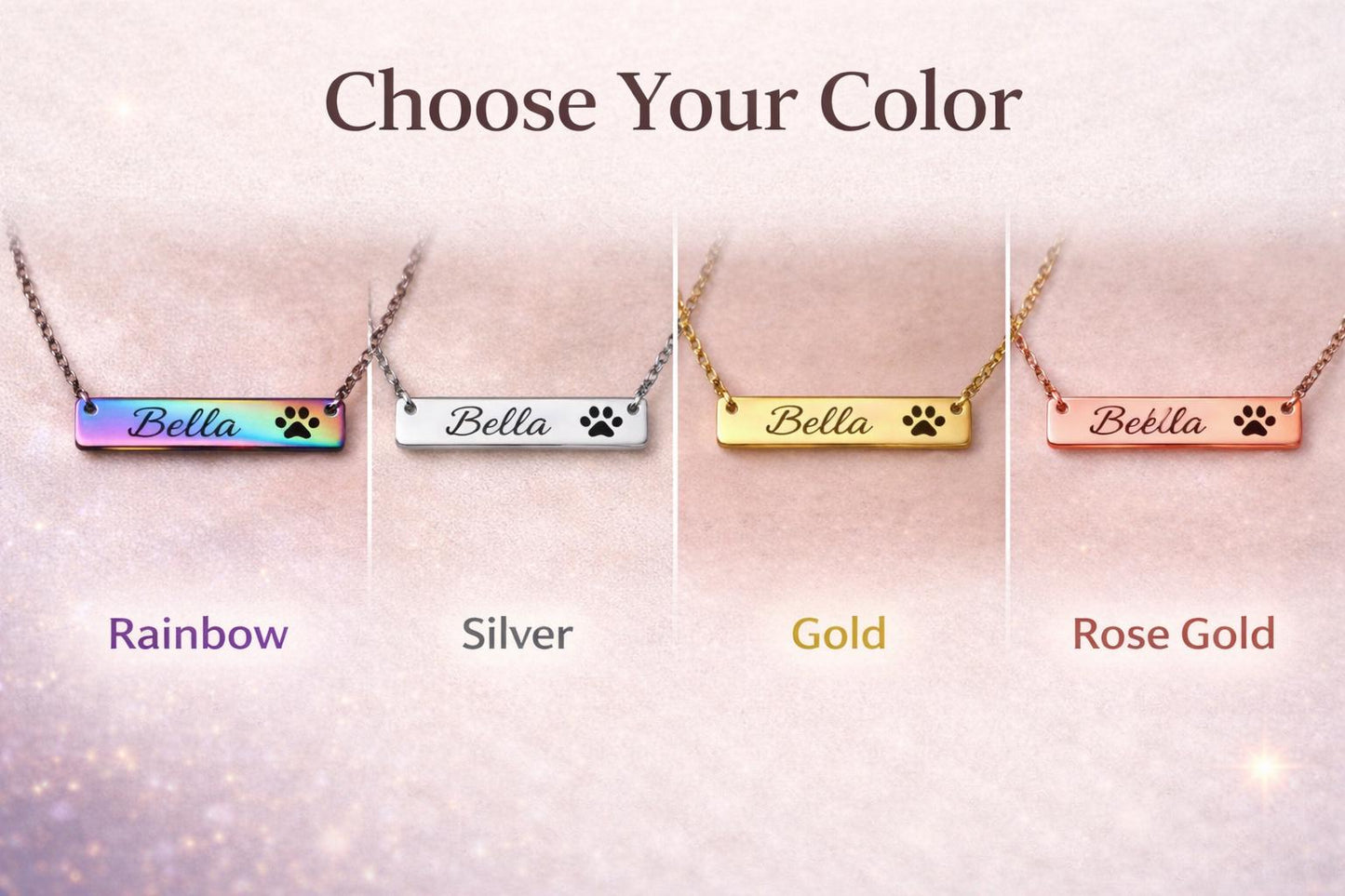 Mother’s Day Gift for Dog Mom | Personalized Paw Print Bar Necklace | Custom Pet Name Necklace | Cat Mom Gift | Pet Memorial Jewelry