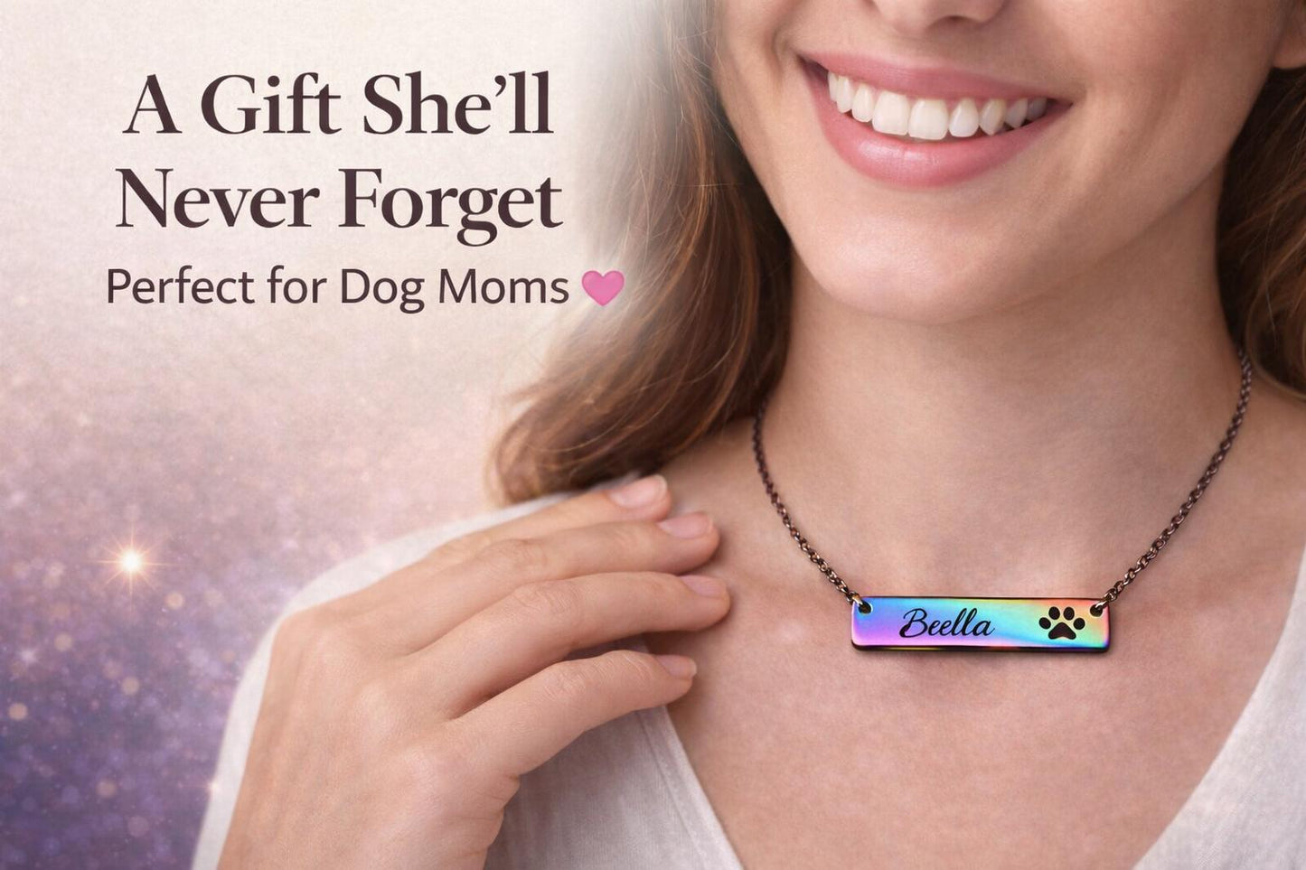 Mother’s Day Gift for Dog Mom | Personalized Paw Print Bar Necklace | Custom Pet Name Necklace | Cat Mom Gift | Pet Memorial Jewelry
