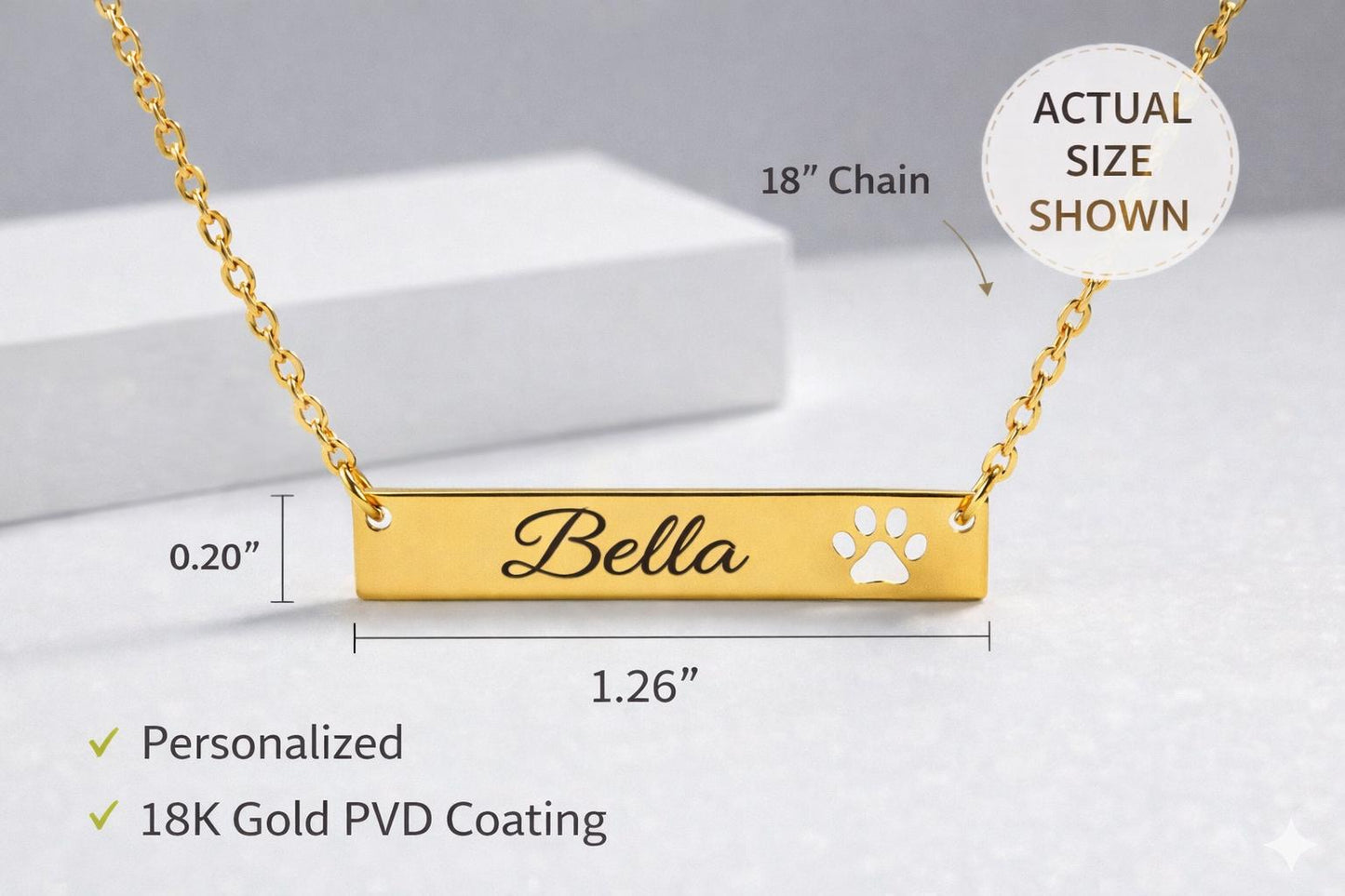 Mother’s Day Gift for Dog Mom | Personalized Paw Print Bar Necklace | Custom Pet Name Necklace | Cat Mom Gift | Pet Memorial Jewelry